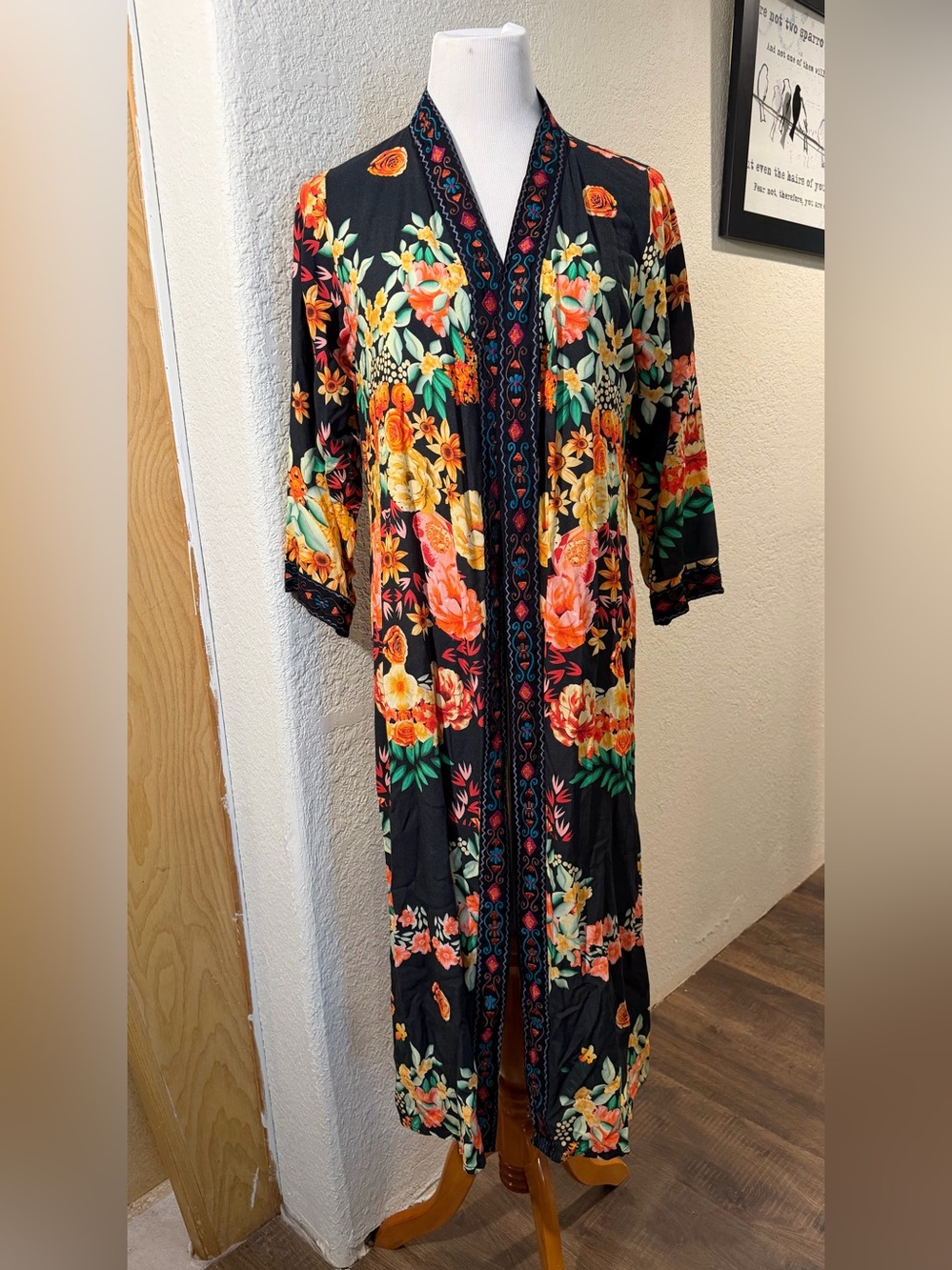 A&A Clothing Inc Embroidered Kimono – Boho Floral Cover Up